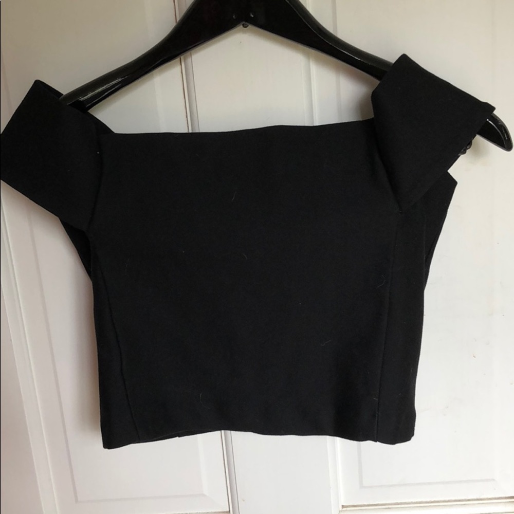 Black off the shoulder bandage crop top